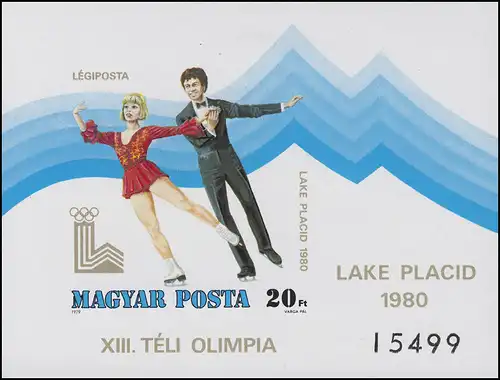 Bloc 140B Jeux olympiques d'hiver Lake Placid - Fesse 1979, bloc non-denté **