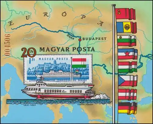 Bloc 153B Commission européenne du Danube: bateau de surface 1981, bloc non-denté **