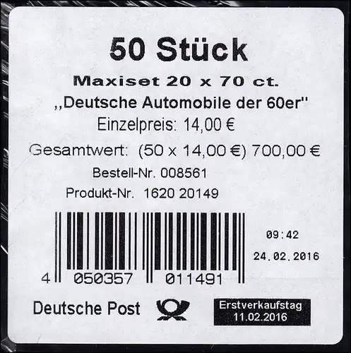 FB 53 Automobiles: Porsche et Ford, BANDEROLE de feuille