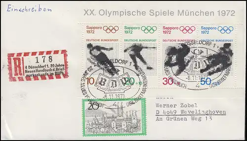 Sonder-R-Zettel Neues Handbuch der Briefmarkenkunde R-Bf. SSt DÜSSELDORF 6.11.71