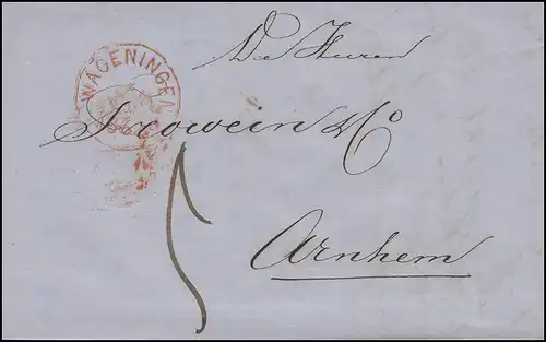 Niederlande Dienstbrief WAGENINGEN nach ARNHEIM 2.5.1862