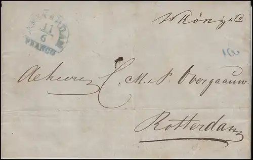 Niederlande Vorphilatelie Brief AMSTERDAM 11.6. FRANCO nach ROTTERDAM 12.6.1846