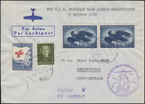 Sonderflug Handicup-Race London-Christchurch 8.10.1953 MiF UTRECHT 1.10.1953 