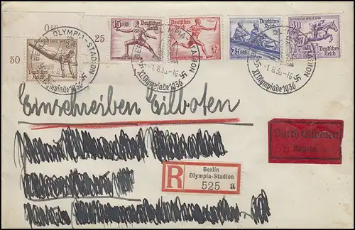 Sonder-R-Zettel Berlin Olympia-Station Eil-Bf SSt BERLIN-OLYMPIA-STATION 1.8.36