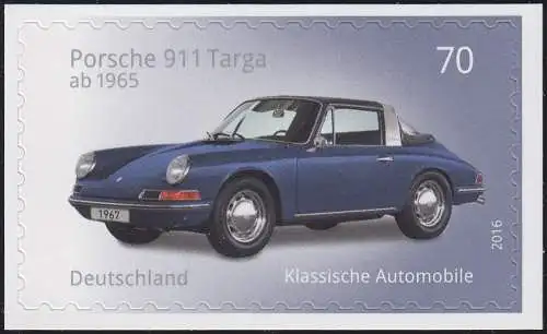 3213 Automobiles: Porsche 911 Targa autocollante, sur film neutre, **