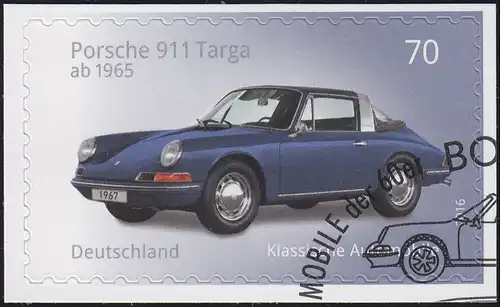 3213 Automobiles: Porsche 911 Targa autocollante, sur film neutre, O