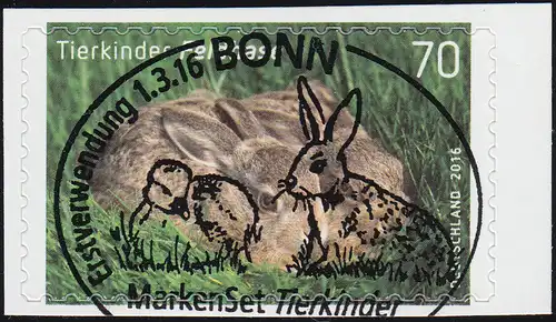 3223 Tierkinder: Feldhase, selbstklebend aus Folienblatt 55, EV-O Bonn 