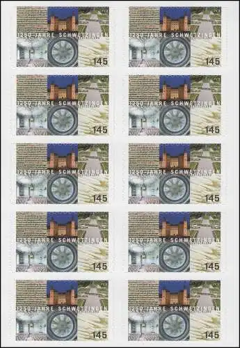 FB 54 Stadt Schwetzingen, Folienblatt mit 10x3221, **