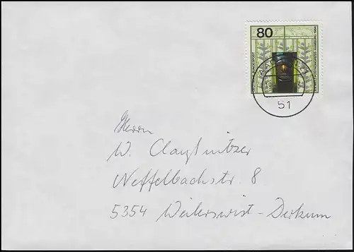 1216 Congrès mondial des postes 80 Pf du bloc 19 EF FDC AACHEN 19.6.84 n. Weilerswist