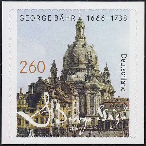 3224 George Bähr: Frauenkirche Dresden, selbstklebend, auf neutraler Folie, **