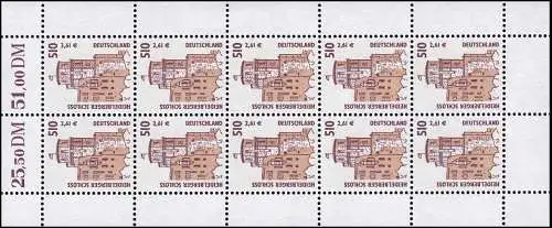 2225 SWK 510 Pf / 261 Cent Heidelberger Schloss - Bogen 10 **