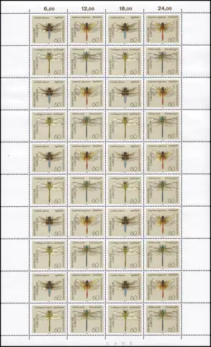 1546-1549 Libellen 1991: Zusammendruck-Bogen A mit PLF 1549I, **  
