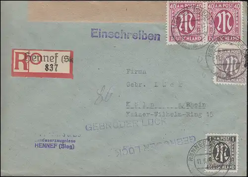 AM-Post-MiF R-Brief Not-R-Zettel HENNEF (SIEG) 1 -11.5.46 nach Köln 13.5.46