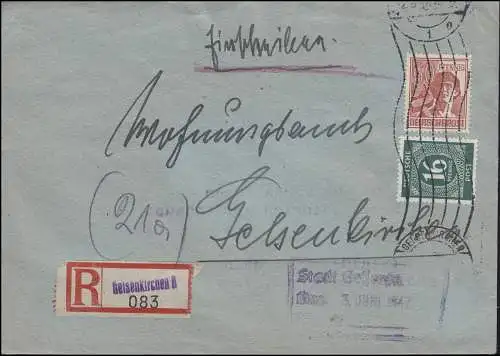 923+956 Conseil de contrôle I+II Lettre R locale Not-R-Zetten GELSENKIRCHEN 2.6.47