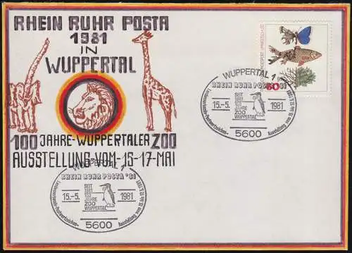 RHEIN RUHR POSTA zoo Wuppertal Artiste-Lettre SSt Pingouin 15.5.81