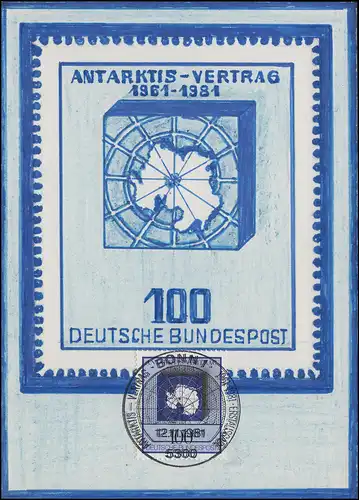 1117 Antarktis-Vertrag: Künstler-Maximumkarte ESSt Bonn 12.11.1981