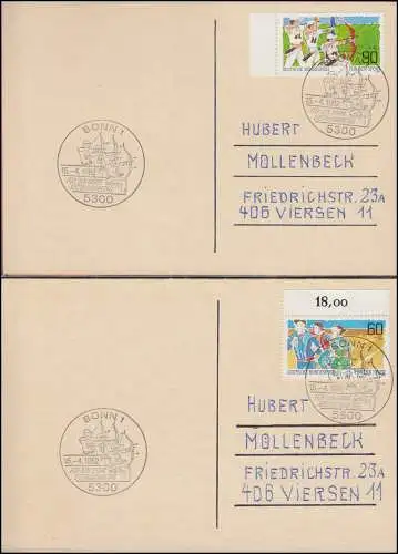 1127-1128 Aide sportive 1982: carte d'artistes d ' origine ESSt Bonn 15.4.1982