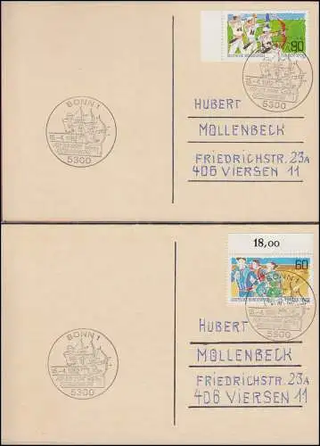 1127-1128 Sporthilfe 1982: original Künstler-Maximumkarten ESSt Bonn 15.4.1982