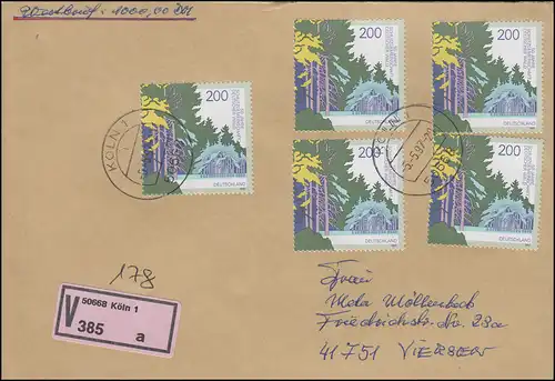 1919 SDW 5 fois en bloc 38 MeF Valeur-FDC ET-O Cologne 5.5.97 n. Viersen avec E-Spein