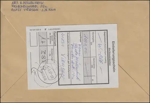 1919 SDW 5 fois en bloc 38 MeF Valeur-FDC ET-O Cologne 5.5.97 n. Viersen avec E-Spein