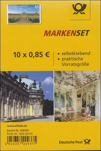 FB 56 Château Sanssouci, feuille de 10x3231, EV-O Bonn 7.4.2016