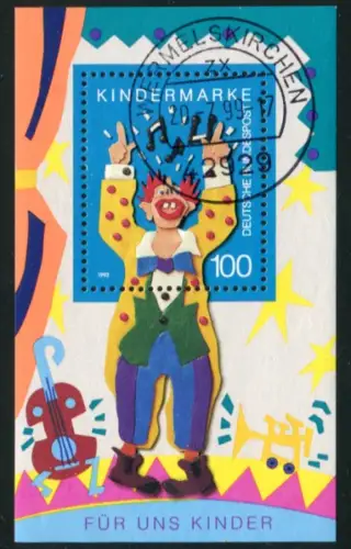 Bloc 27 enfants 1993 avec PLF noir dans le pinceau de cheveux, tamponné