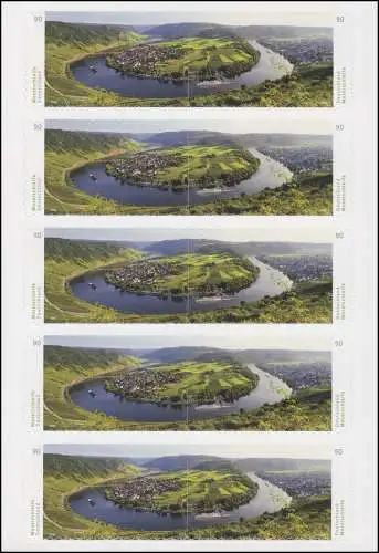 FB 57 Panorama boucle de Moselle, feuille de 5x3241 et 5 x3242, **