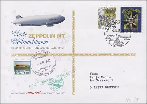 Luftschiffspost DKL 79 Zeppelin NT 4. Weihnachtspost SSt ENGELBURG 5.12.2001