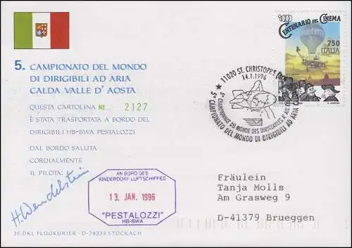 Poste de dirigeable DKL 35 PESTALOZZI Haimo Wendelstein ST. CHRISTOPHE 14.1.1996