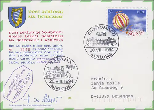 Luftschiffspost DKL 24 PESTALOZZI Irland-Fahrt FIODNACH / BALANA 20.8.1994