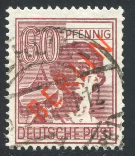 31VIII Rotaufdruck 60 Pf mit PLF VIII Linienbrüche, gestempelt, BPP-geprüft