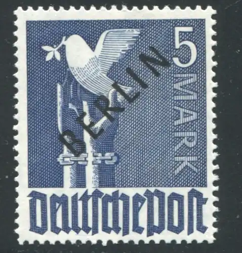 20VII Schwarzaufdruck 5 M. mit PLF VII verdünntes N, ** geprüft Lippschütz BPP