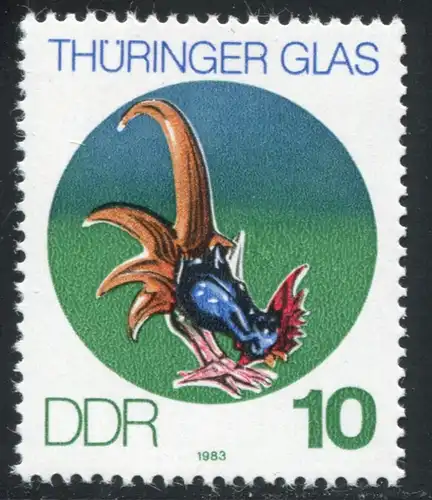 2835 Thüringer Glas 10 Pf mit PLF Schwanzfeder gebrochen, Feld 43, **