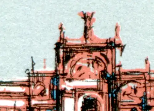 1975I Parlamente - 10er-Bogen mit PLF I zusätzliche braune Statue, Feld 9, **