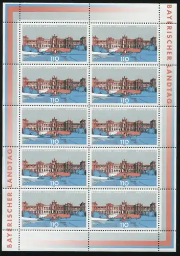 1975I Parlamente - 10er-Bogen mit PLF I zusätzliche braune Statue, Feld 9, **