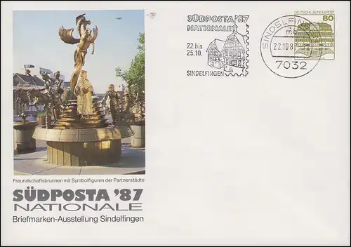 PU 117/312 BuS 80 Pf. SÜDPOSTA Freundschaftsbrunnen, Sindelfingen 22.10.87