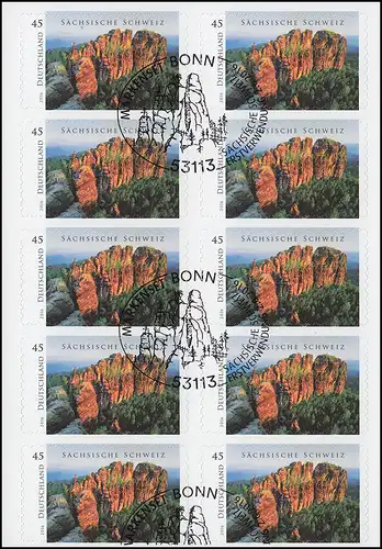 FB 59 Sächsische Schweiz, Folienblatt mit 10x3251, EV-O Bonn 2.6.2016