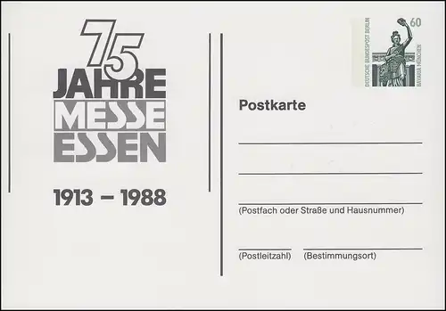 PP 109 anniversaire 75 ans Messe Essen 1913-1988, inutilisé **