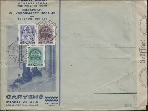 Censuration allemande Lettre de Hongrie avec timbres libres-MiF BUDAPEST 31.1.41 à Vienne