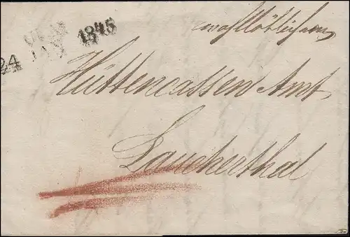 Vorphilatelie Württemberg Brief Zweizeiler ULM 24. JAN. 1845 nach Laucherthal
