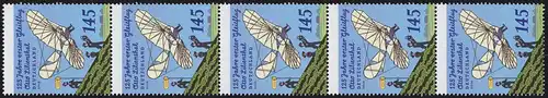 3254 Otto Lilienthal 5er-Streifen aus Rolle mit UNGERADER Nummer **