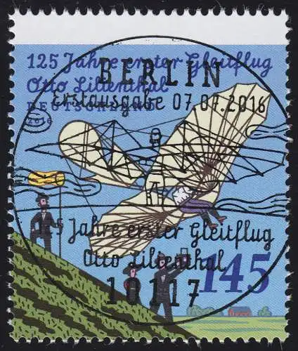 3254 Otto Lilienthal aus Rolle mit GERADER Nummer, ESSt Berlin