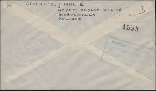 Flugpost KLM Niederlande - Südafrika R-Brief S'Gravenhage-Alkemadelaan 4.10.46