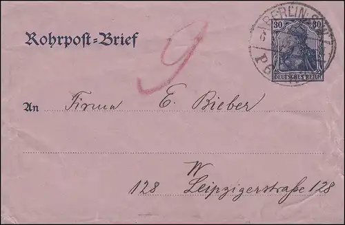Rupture de courrier ruf RU 5 Germania 30 Pf. BERLIN P6 (R3) à P9 ( R9) 6.12.1902