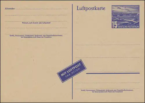 P 16 a - Carte postale aérienne Tempelhof / sémilique - 2e édition, frais de port **