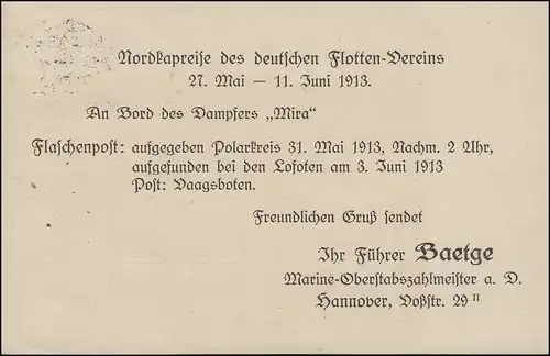 84I Germania 3. Pf. Flaschenpost HANNOVER 22.6.13 nach Nürnberg mit Nr. 227