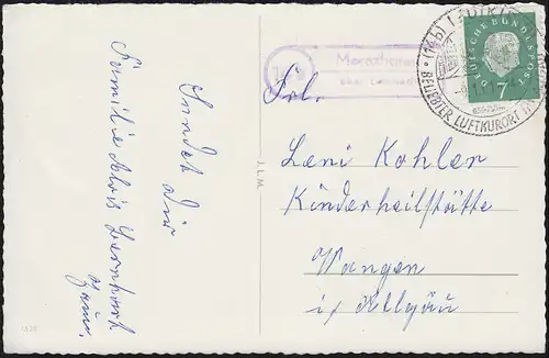 Landpost Merazhofen über Leutkirch auf AK mit SSt LEUTKIRCH 9.1.61 n. Wangen