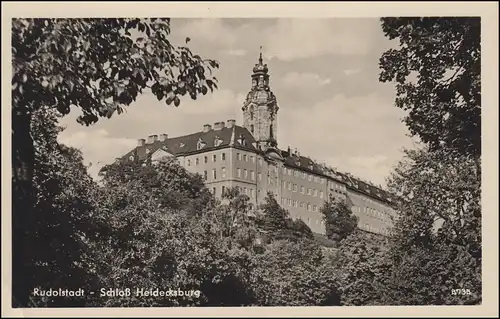 Landpost Neusitz über RUDOLSTADT 27.7.57 auf AK Schloss Heidecksburg mit 578