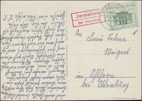 Landpost Jersleben über WOLMIRSTAEDT 23.3.59 auf Geburtstagskarte n. Ahlhorn