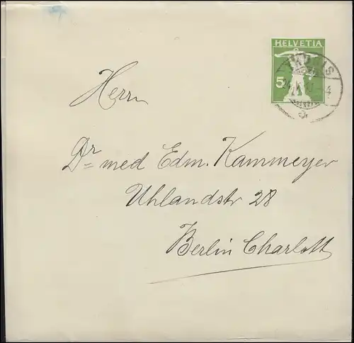 Suisse Streifband S 26 Tellknabe 5 C. vert THUSIS 24.5.10 vers Berlin
